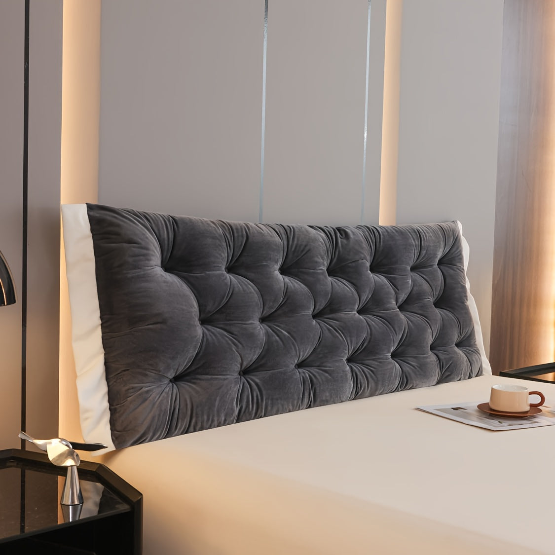 Tête de lit en velours avec rembourrage moelleux