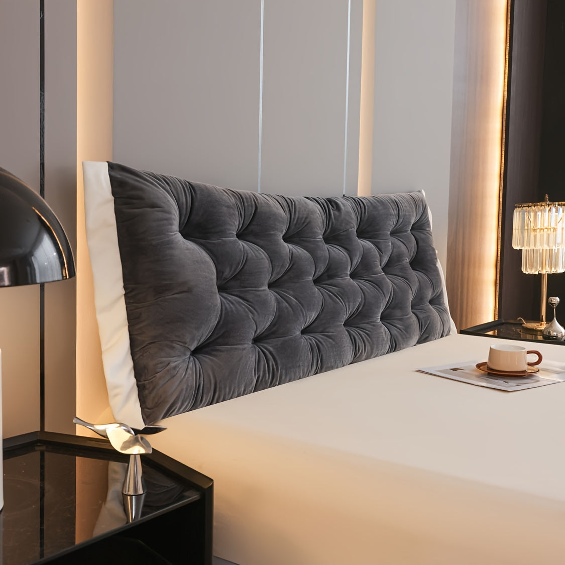 Tête de lit en velours avec rembourrage moelleux