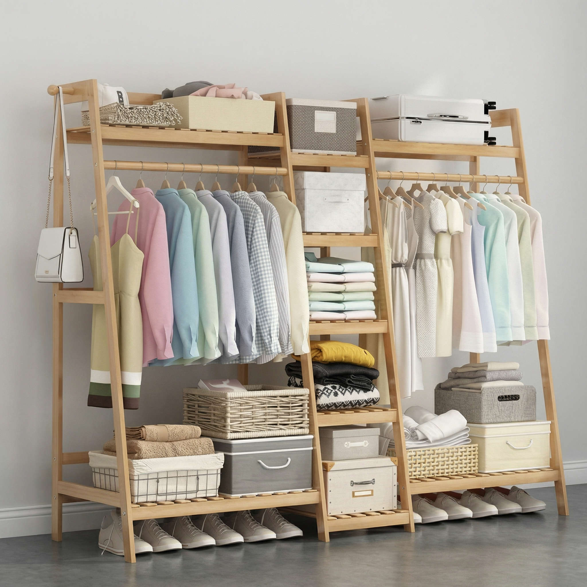 Étagère Bambou Marron avec Tringles