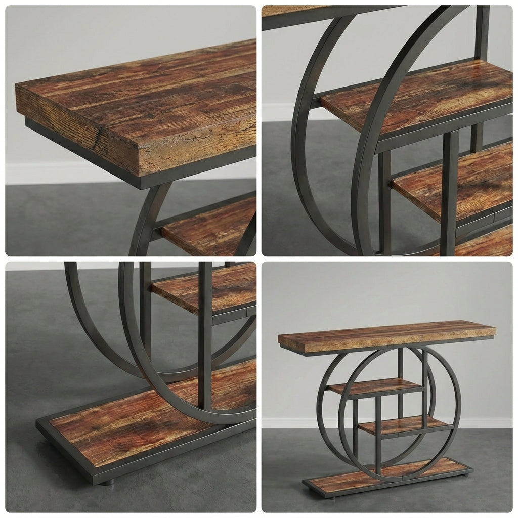 Console Moderne 4 Étagères Bois
