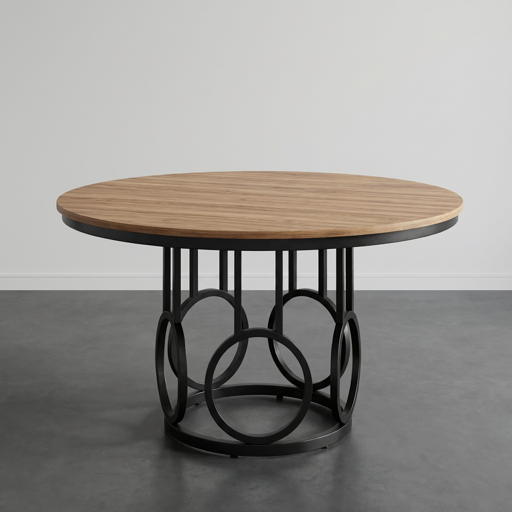 Table Ronde Bois Métal 120 cm de diamètre