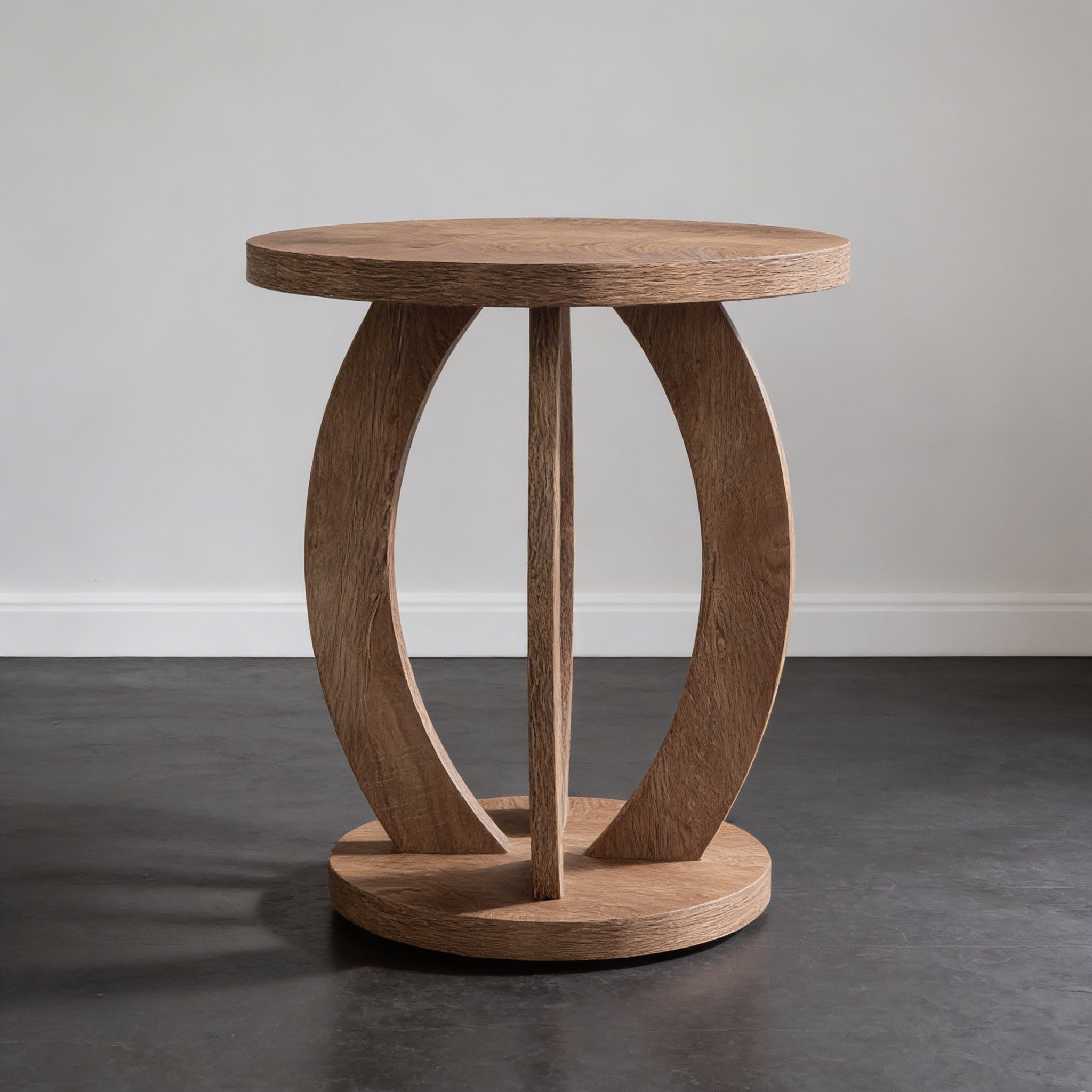 Table d’Appoint Ronde en Bois au Design Sculptural