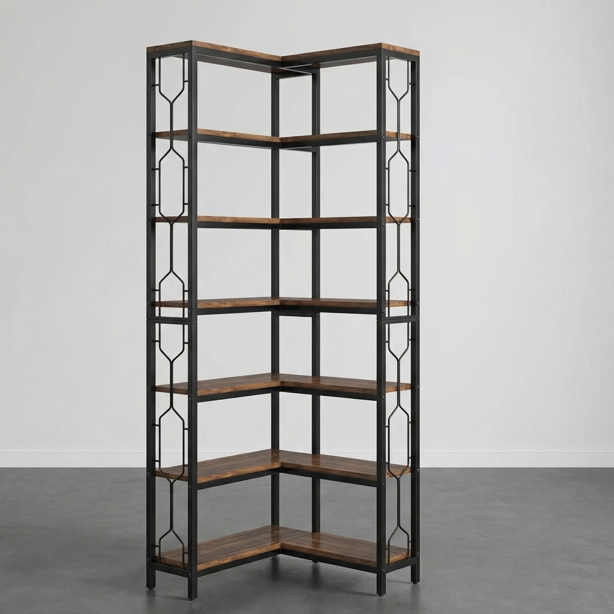 Étagère d’Angle Industrielle Bois et Métal