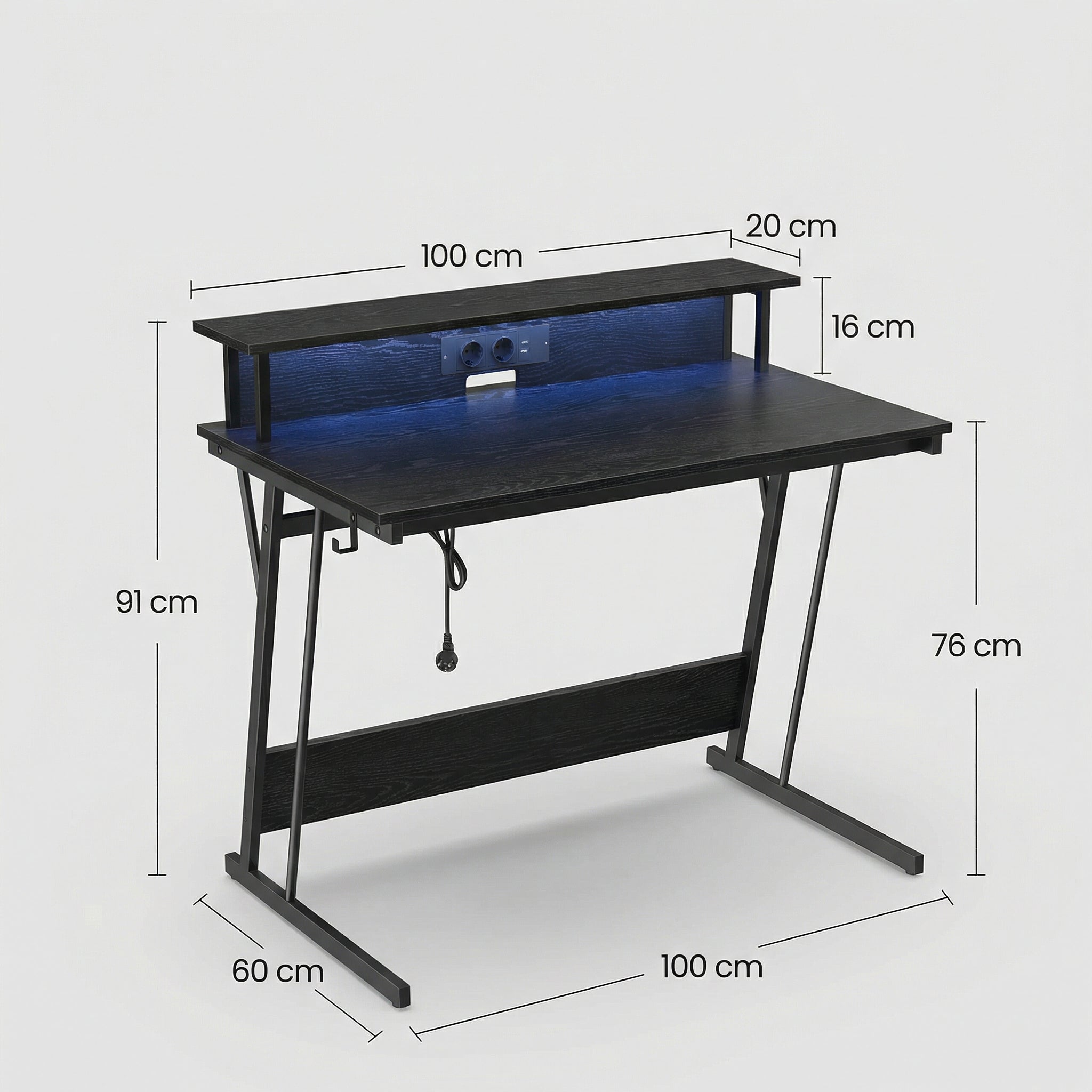 Bureau Gaming Noir avec LED