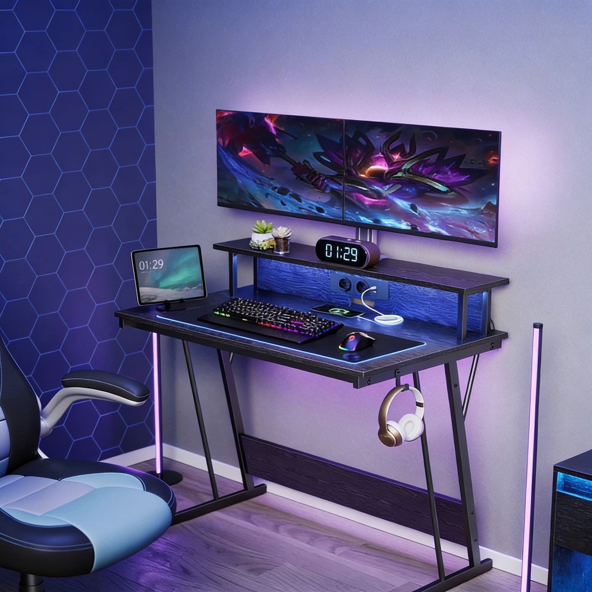 Bureau Gaming Noir avec LED