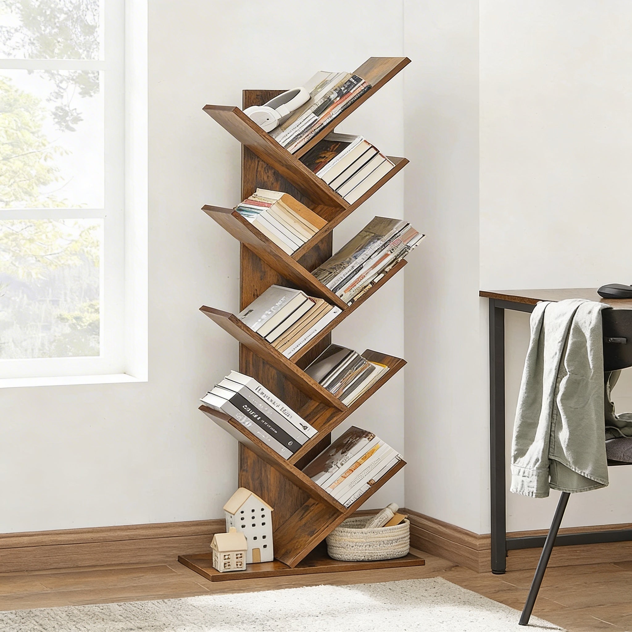 Bibliothèque Arbre Bois Rustique