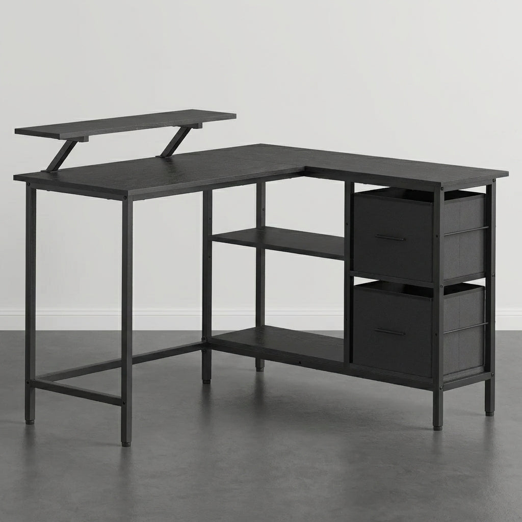 Bureau d’Angle Industriel avec Tiroirs