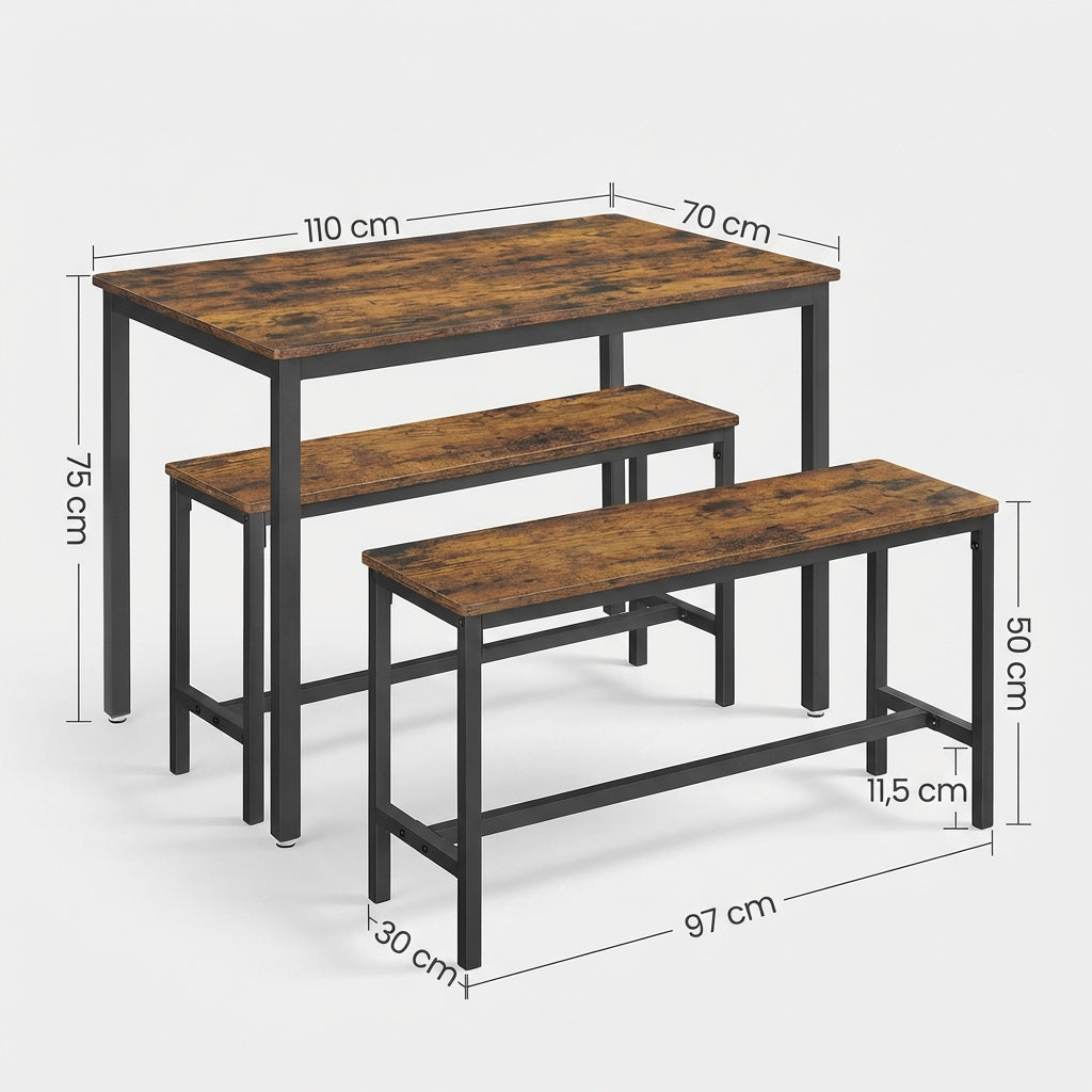 Ensemble Table et Bancs Industriel