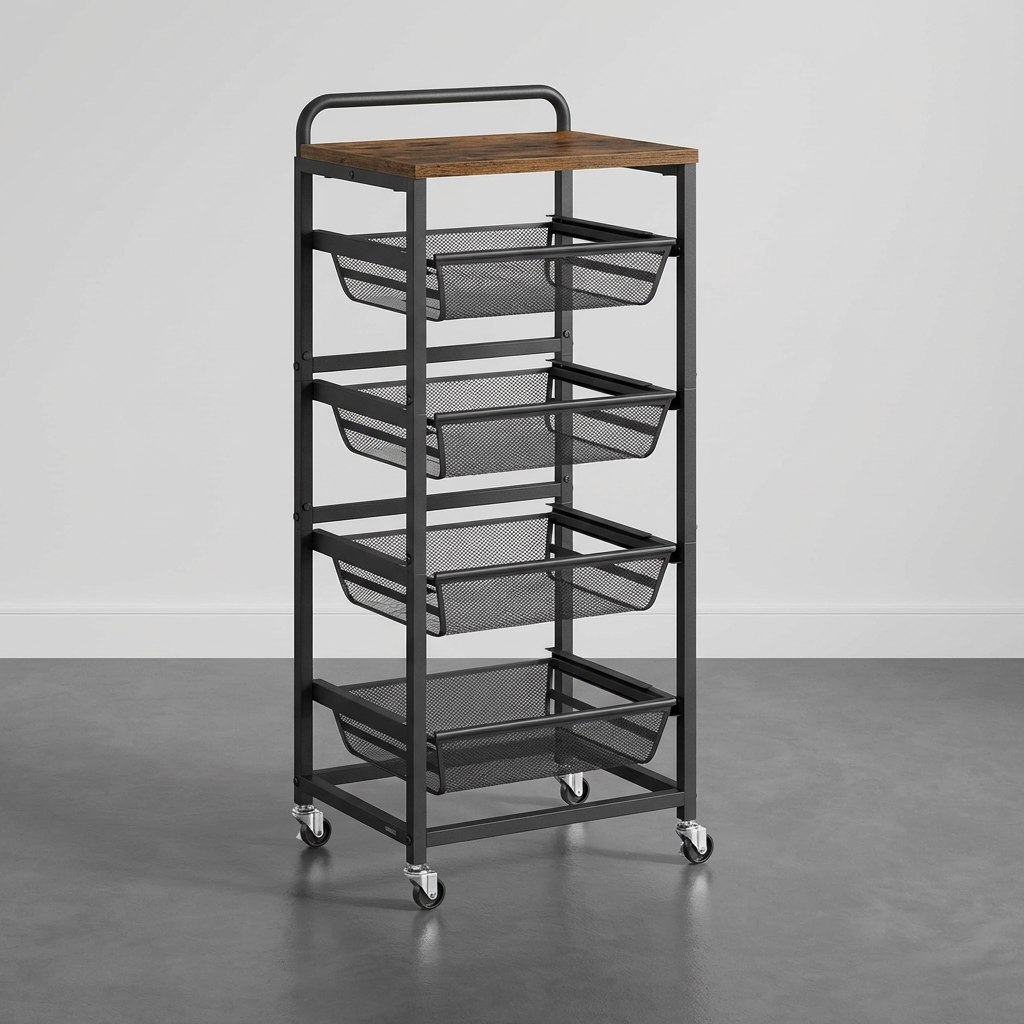 Desserte Métal Noir 4 Paniers