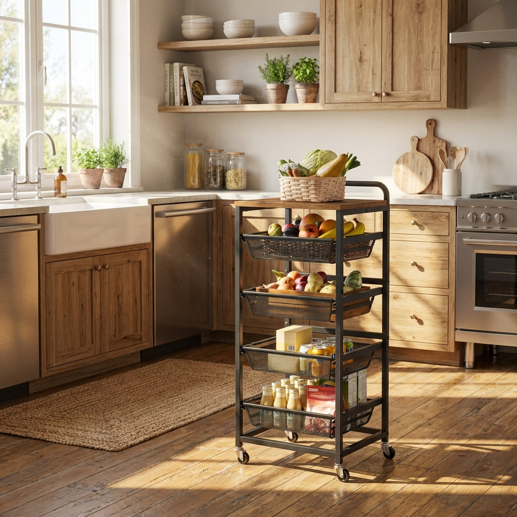 Desserte Métal Noir 4 Paniers