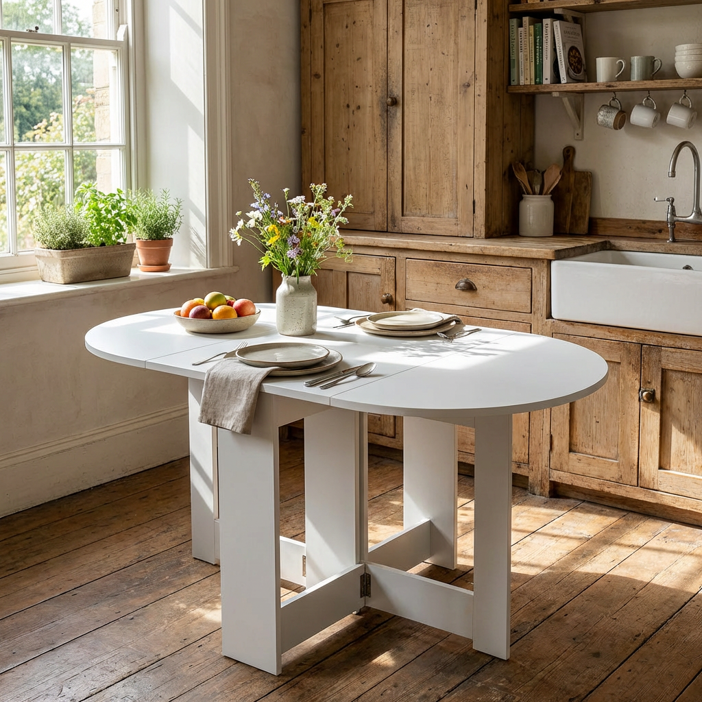 Table Ronde Pliante Blanche