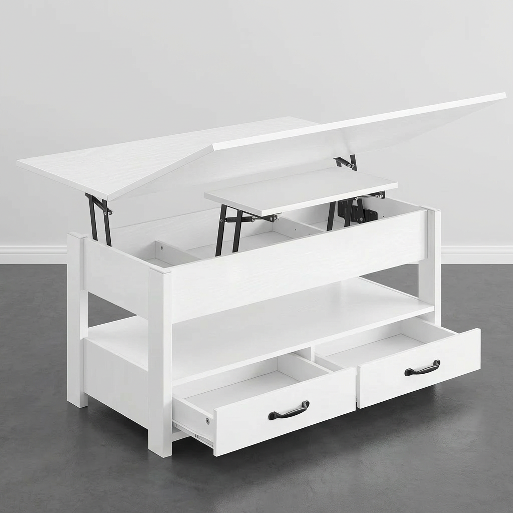 Table Basse Relevable avec Tiroirs