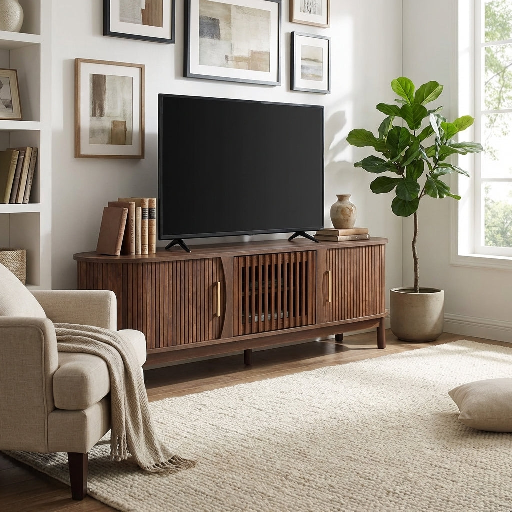 Meuble TV Rainuré Arrondi
