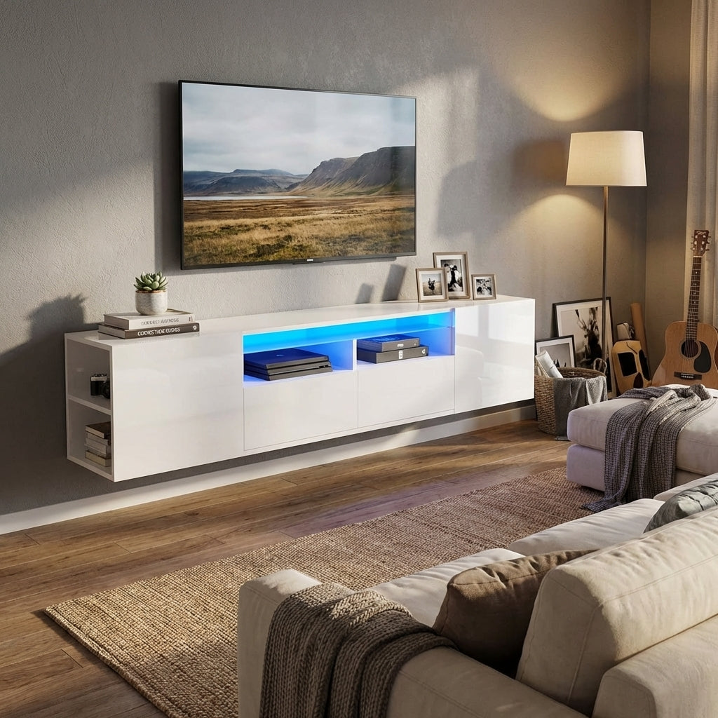 Meuble TV LED Blanc Moderne