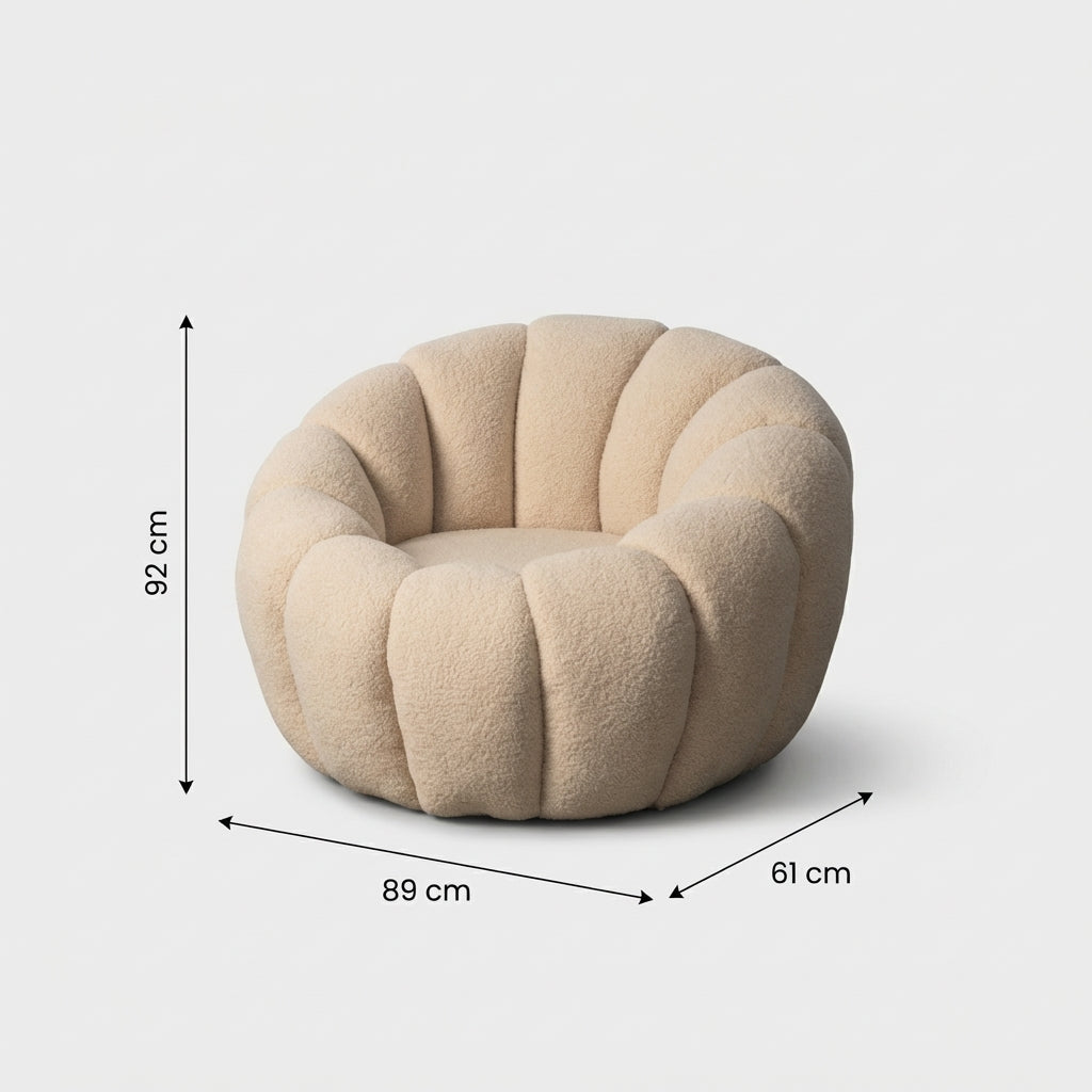 Fauteuil Pouf en bouclette design Coquillage