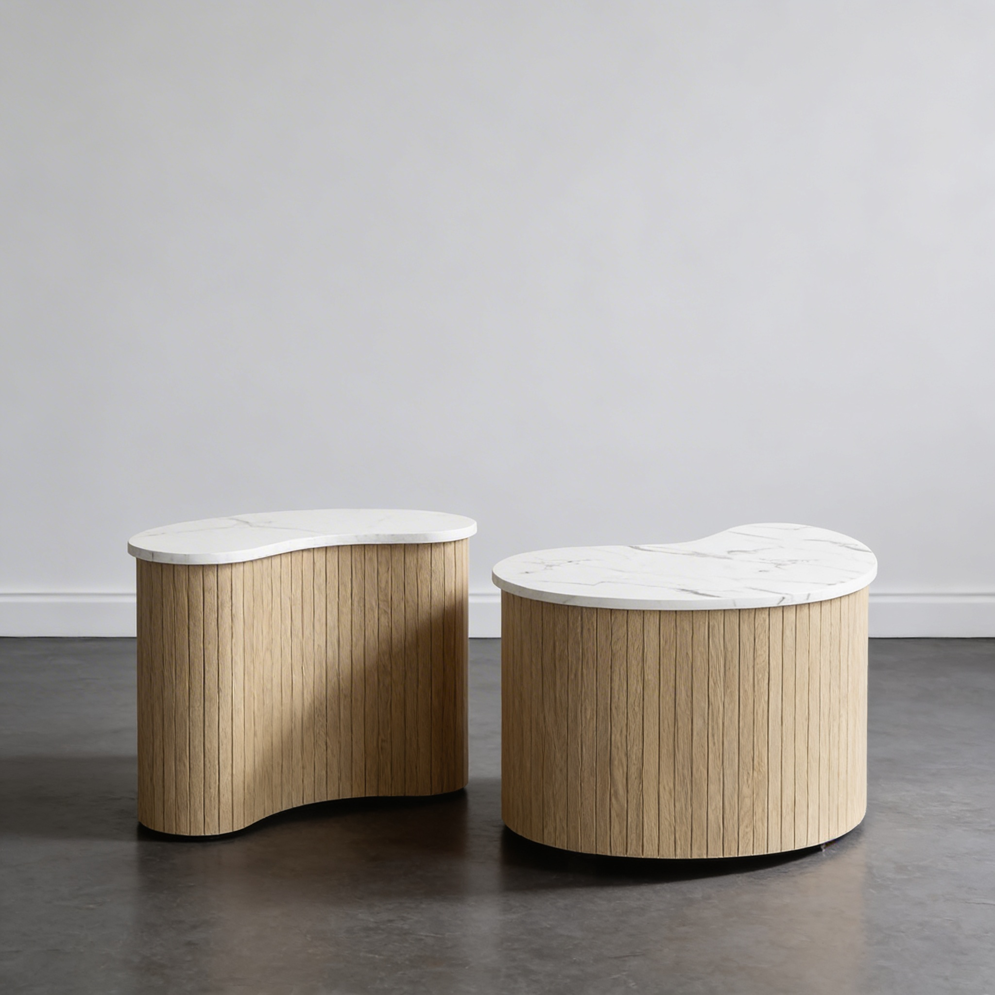 Table Basse Design Moderne Bois et Marbre
