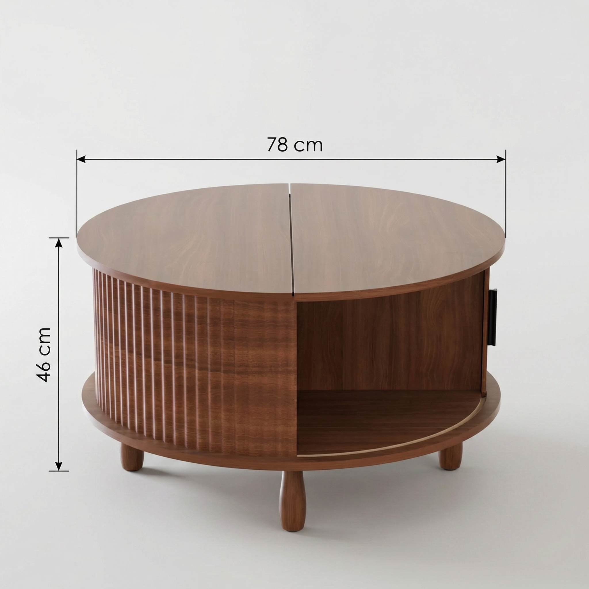 Table Basse Ronde en Bois Naturel et Rotin