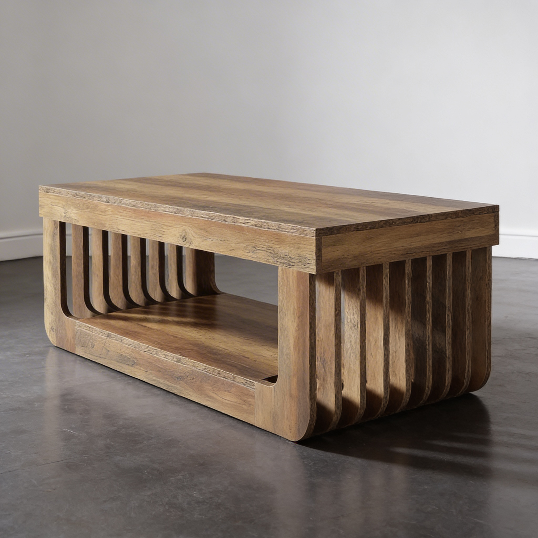Table Basse Moderne en Bois avec Design Sculpté