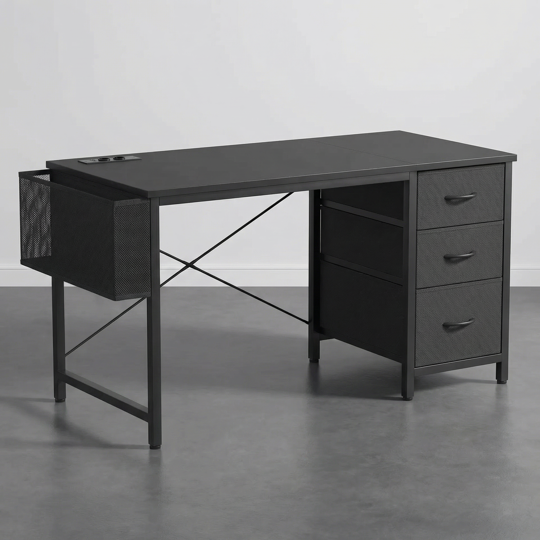 Bureau de Travail avec Rangement et Gestion des Câbles
