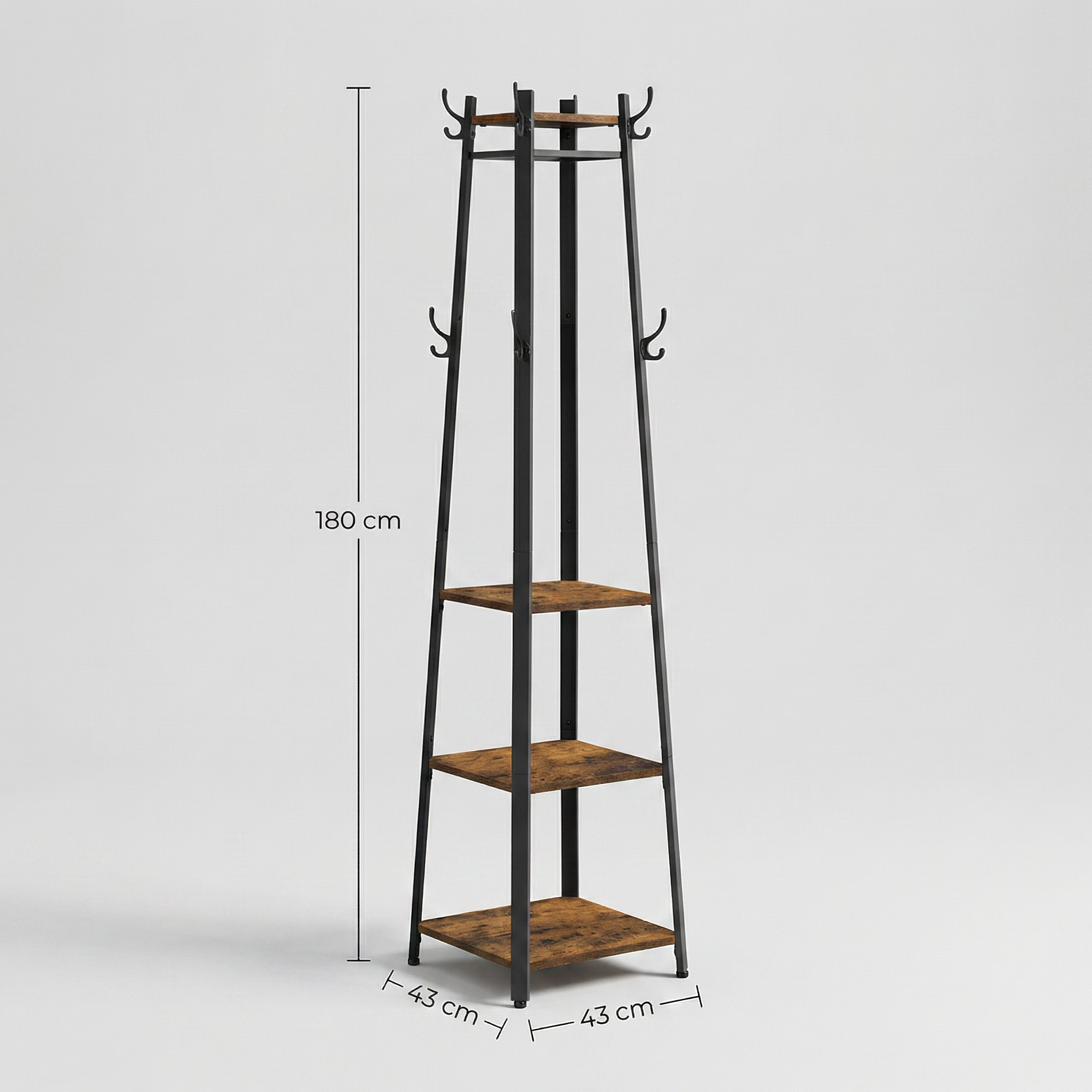 Porte-Manteau avec Étagères en Bois et Métal