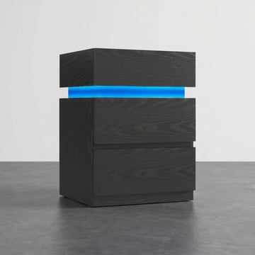 Table de chevet LED 3 tiroirs moderne