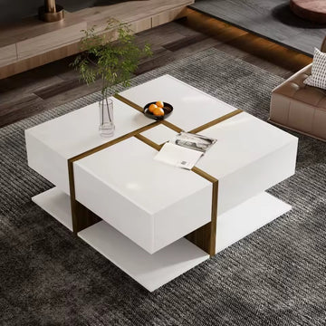 Table basse carrée avec espace de stockage