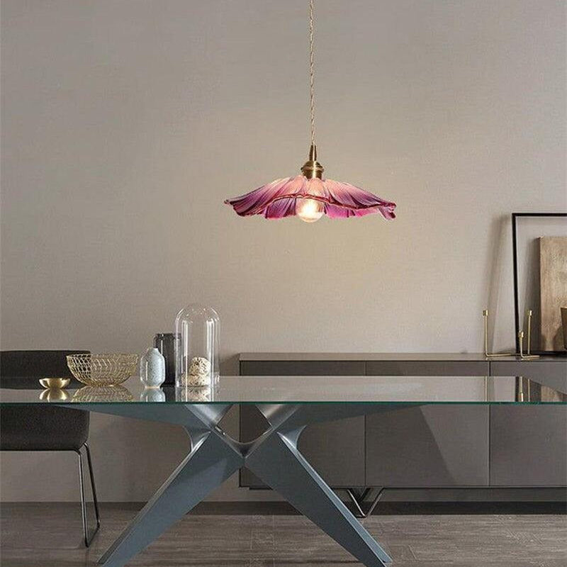 Suspension LED tournesol en verre violet style vintage - Ampoule incluse