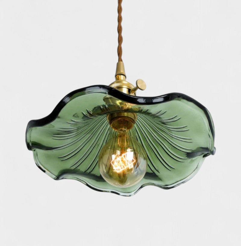 Suspension en verre à 3 têtes en forme de fleur d'hibiscus vintage