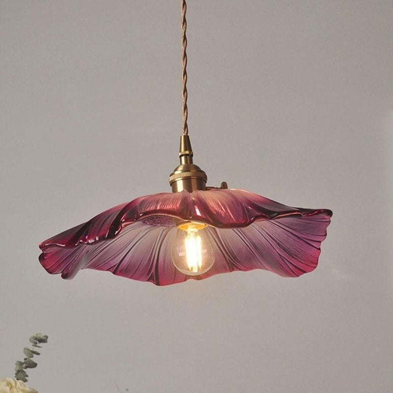 Suspension LED tournesol en verre violet style vintage - Ampoule incluse