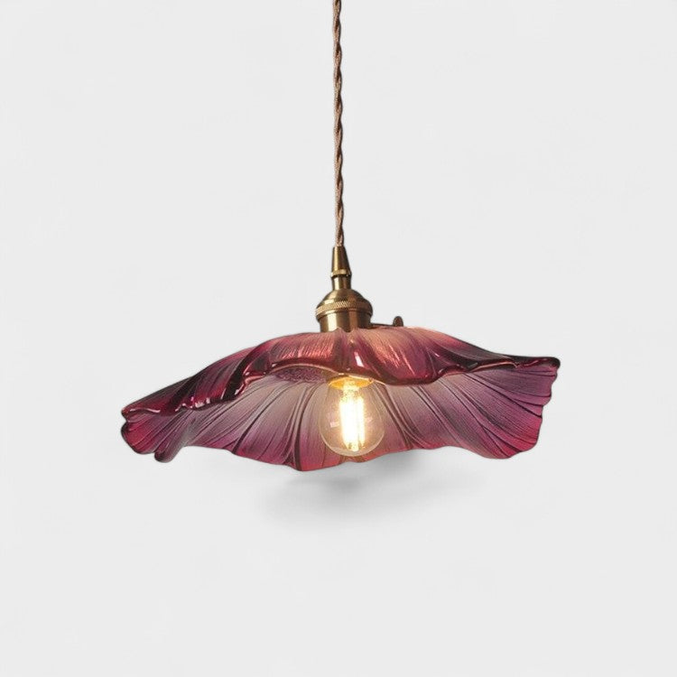 Suspension LED tournesol en verre violet style vintage - Ampoule incluse