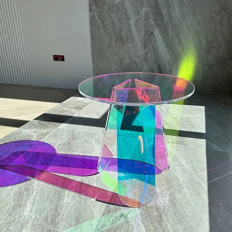 Table basse acrylique iridescente design