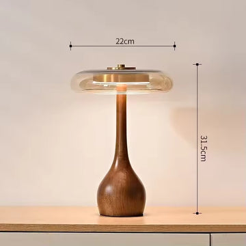 Lampadaire Vintage en Bois et Verre