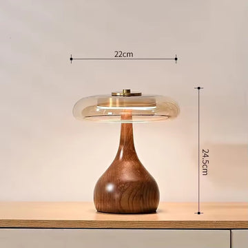 Lampadaire Vintage en Bois et Verre