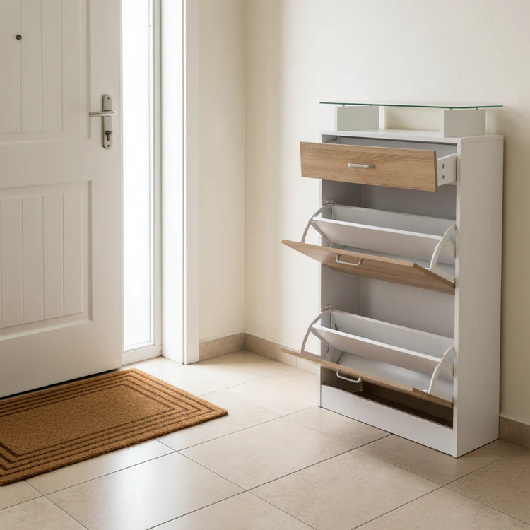 Meuble à chaussures 3 tiroirs et rangements