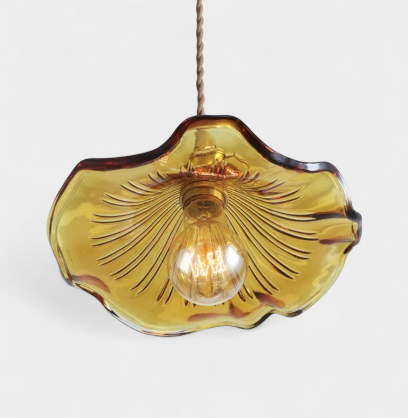 Suspension en verre à 3 têtes en forme de fleur d'hibiscus vintage