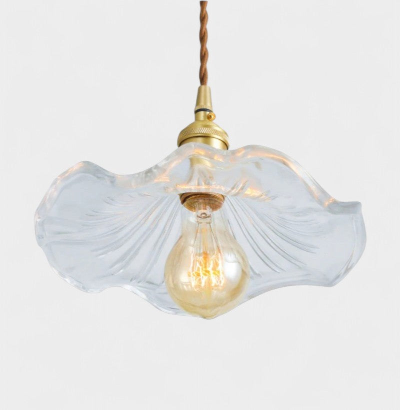 Suspension en verre à 3 têtes en forme de fleur d'hibiscus vintage