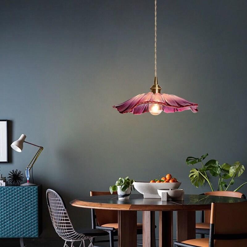 Suspension LED tournesol en verre violet style vintage - Ampoule incluse