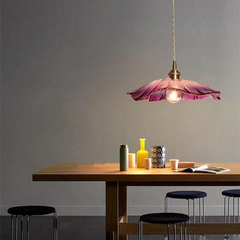 Suspension LED tournesol en verre violet style vintage - Ampoule incluse