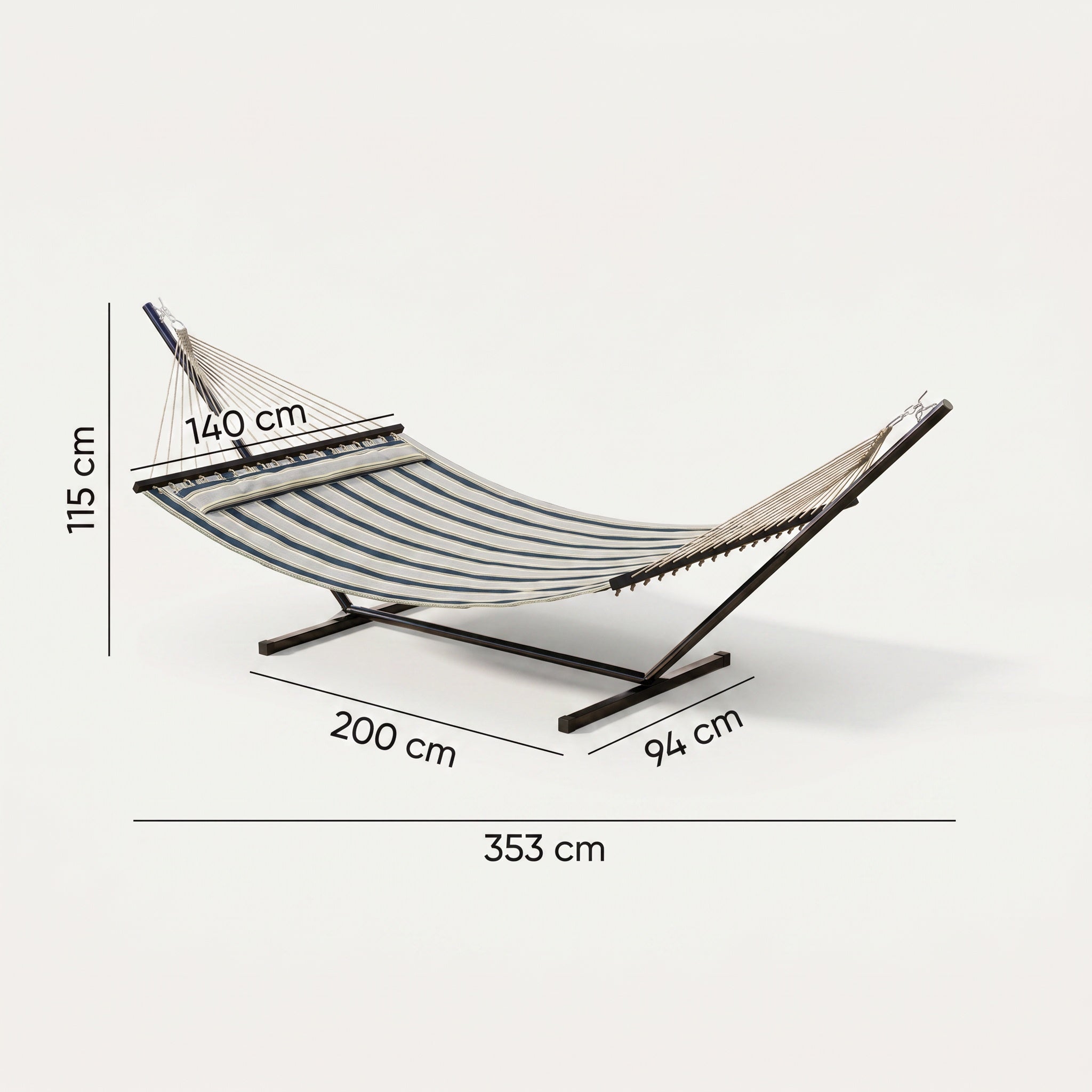 Hamac à barres avec support motif rayé bleu