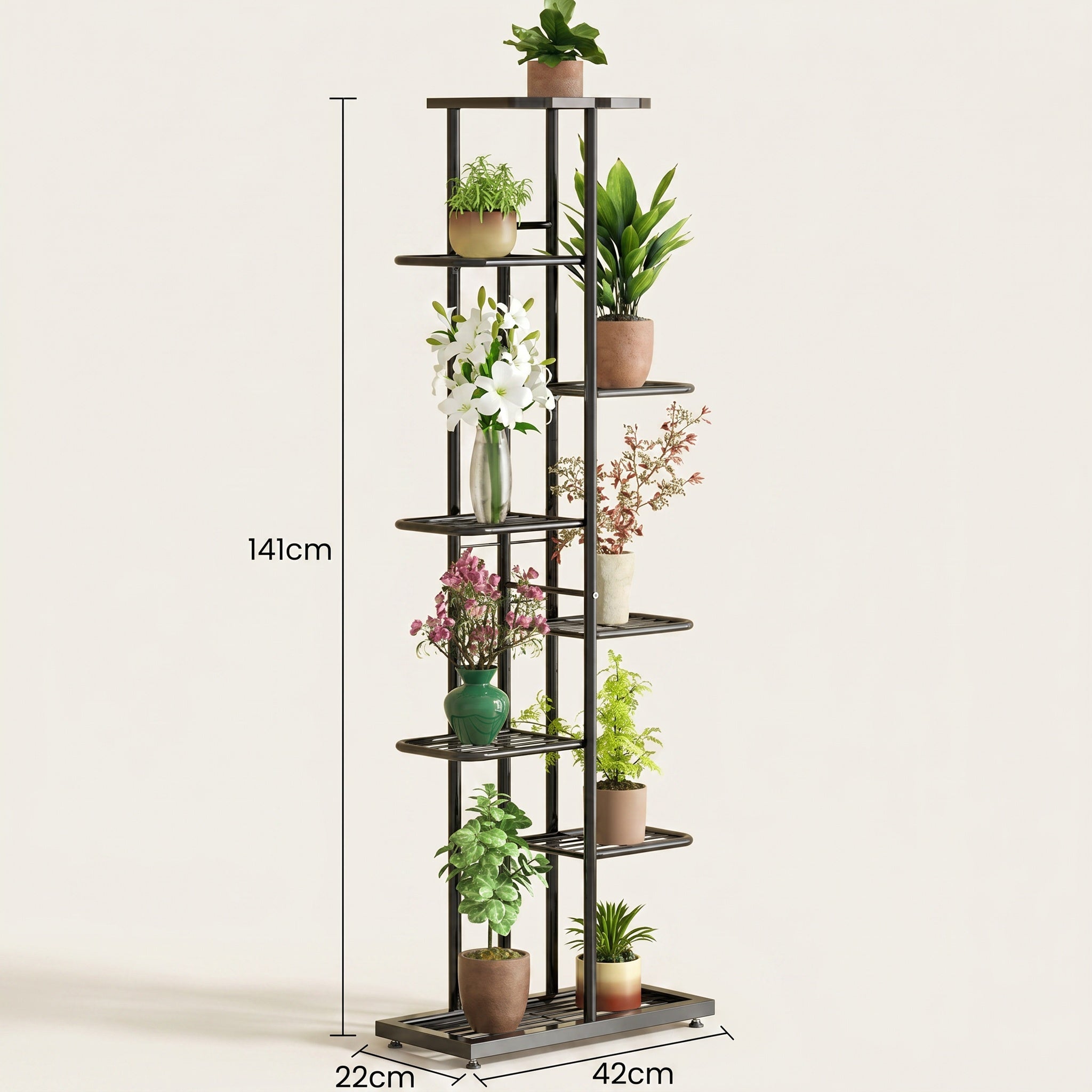 Étagère porte-plantes métal – 7 niveaux compacts