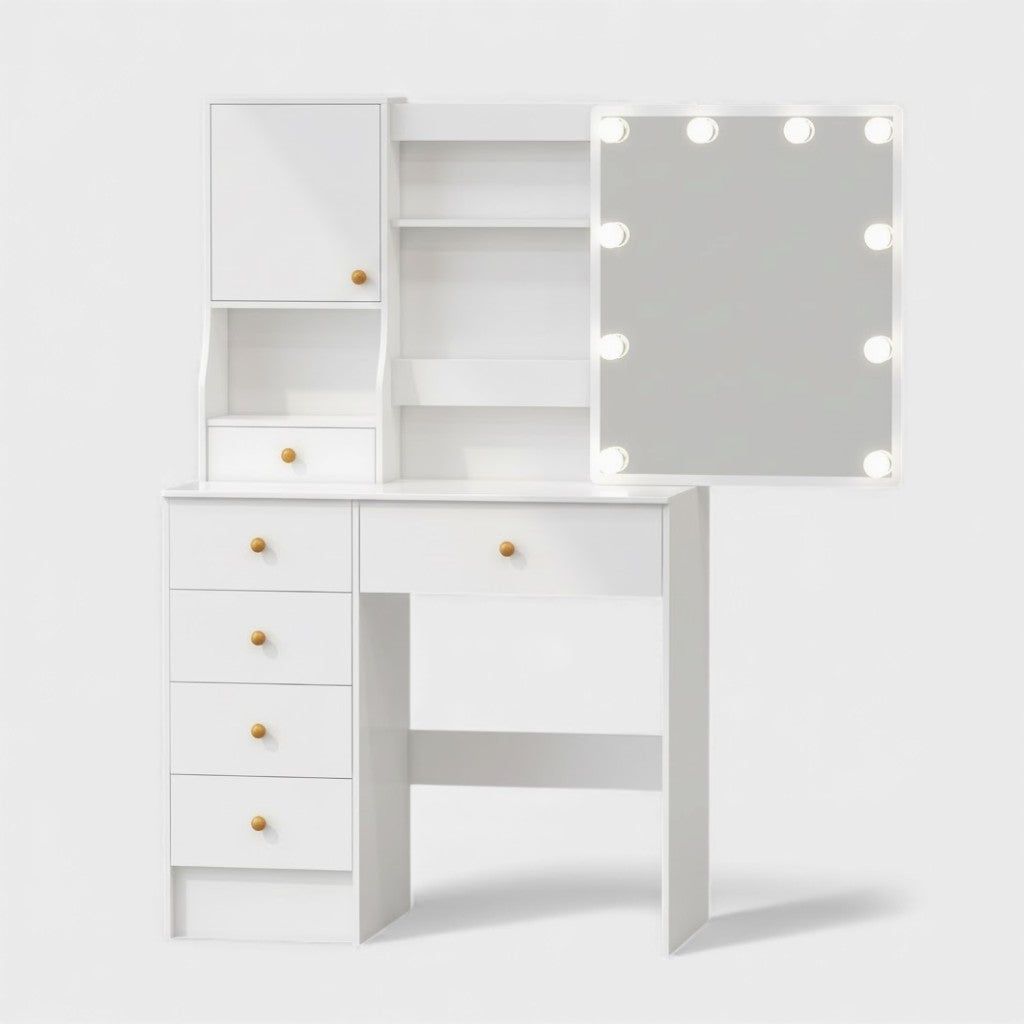 Coiffeuse LED avec miroir et tabouret