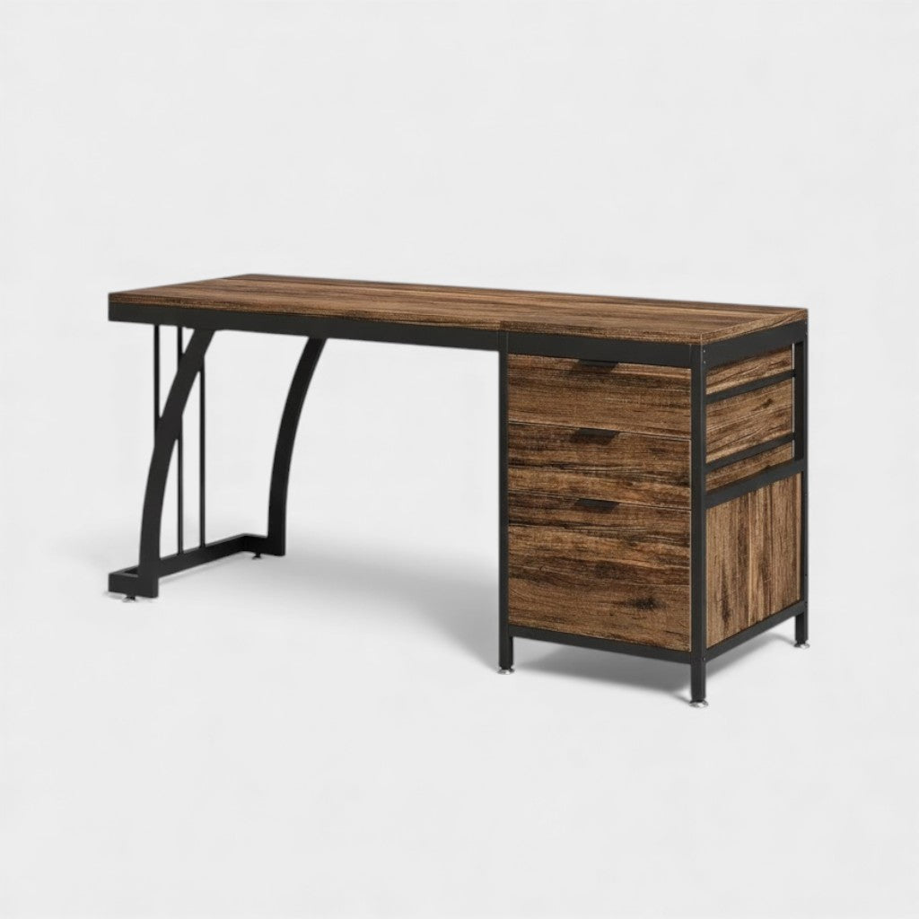 Coiffeuse 3 tiroirs marron rustique