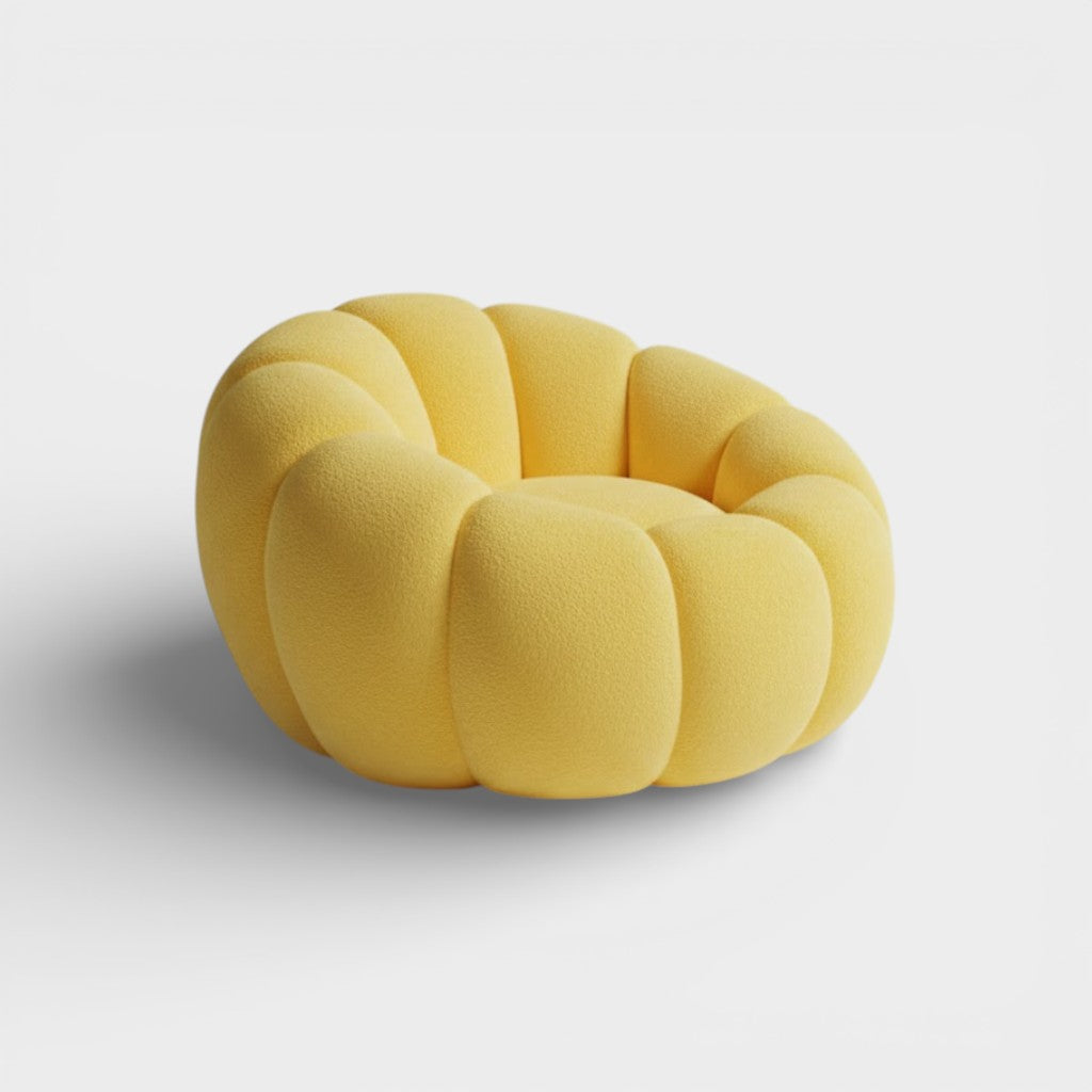 Fauteuil Pouf et Repose-pieds en bouclette design Coquillage